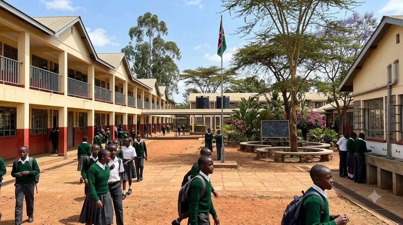 CBC school design in Kenya showing classroom blocks around a safe courtyard