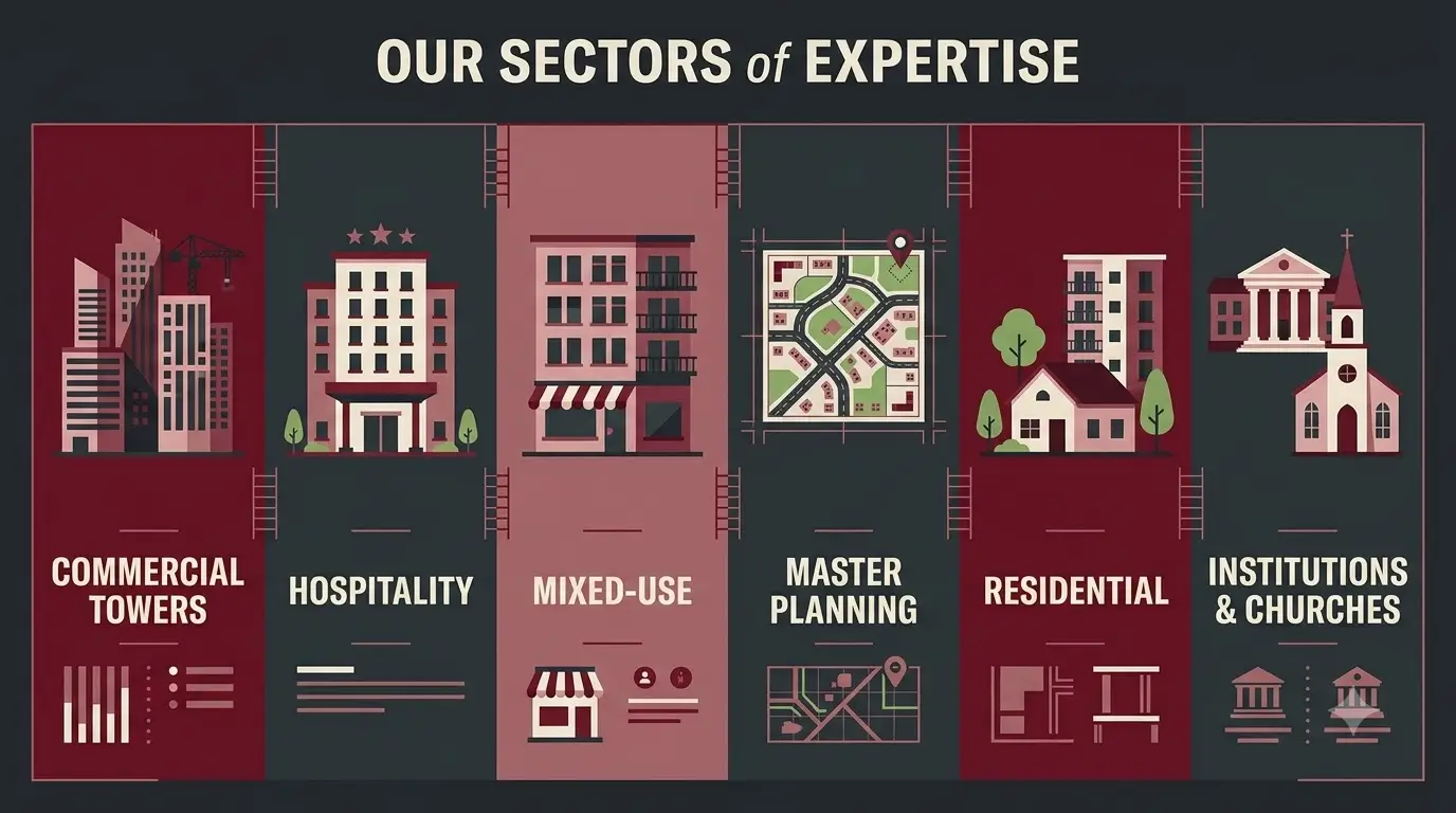 Infographic sorting the list of architectural firms in Kenya by project type