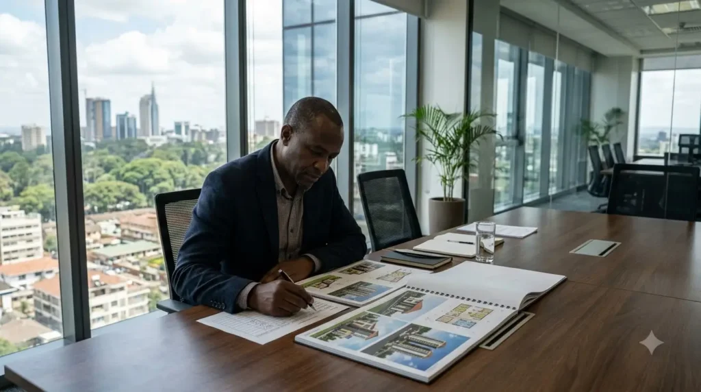 Client comparing proposals from the best architectural firms in Kenya